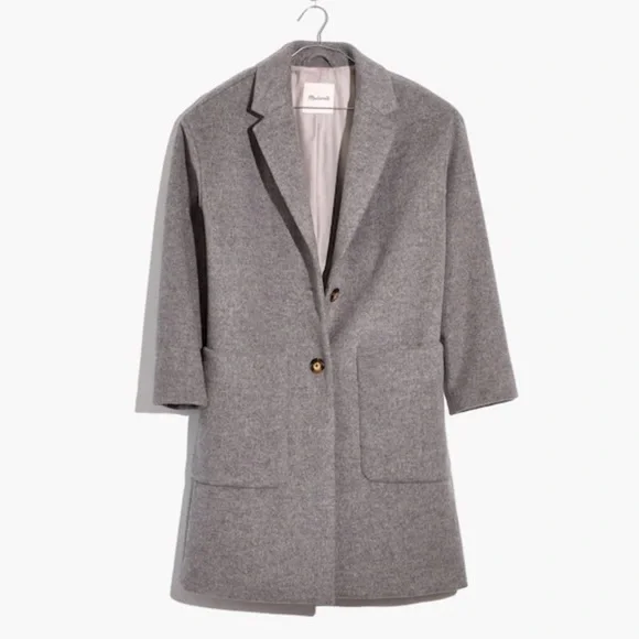 SOLD 🤎 Madewell Charcoal Wool Blend Jacket Elmcourt Coat Heather Charcoal - Picture 4 of 11